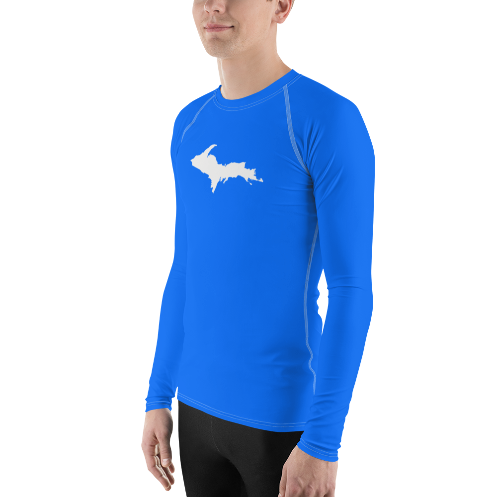 Michigan Upper Peninsula Rash Guard (w/ UP Outline) | Men's -  Motor Town Blue