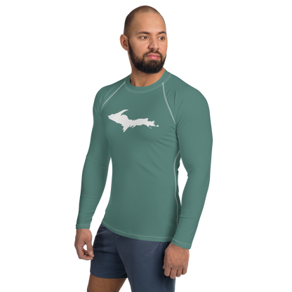 Michigan Upper Peninsula Rash Guard (w/ UP Outline) | Men's - Copper Green