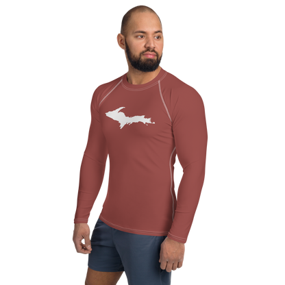 Michigan Upper Peninsula Rash Guard (w/ UP Outline) | Men's - Ore Dock Red