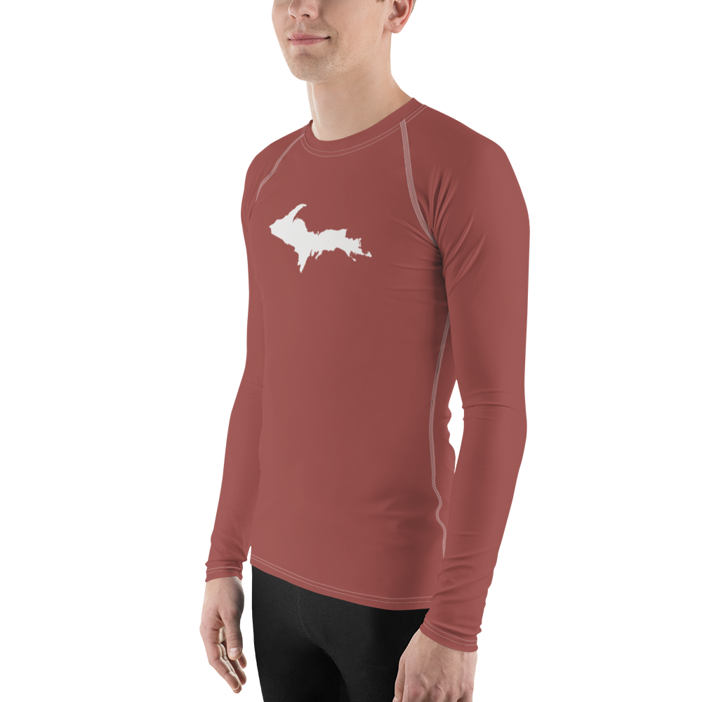 Michigan Upper Peninsula Rash Guard (w/ UP Outline) | Men's - Ore Dock Red