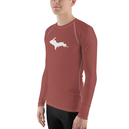 Michigan Upper Peninsula Rash Guard (w/ UP Outline) | Men's - Ore Dock Red