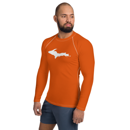 Michigan Upper Peninsula Rash Guard (w/ UP Outline) | Men's - Maple Leaf Orange