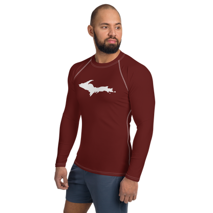 Michigan Upper Peninsula Rash Guard (w/ UP Outline) | Men's - Cherrywood Color