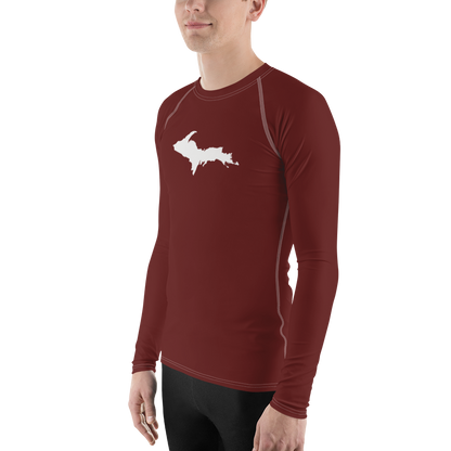 Michigan Upper Peninsula Rash Guard (w/ UP Outline) | Men's - Cherrywood Color