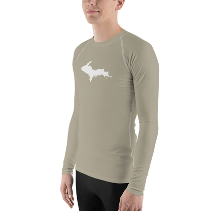 Michigan Upper Peninsula Rash Guard (w/ UP Outline) | Men's - Petoskey Stone Beige