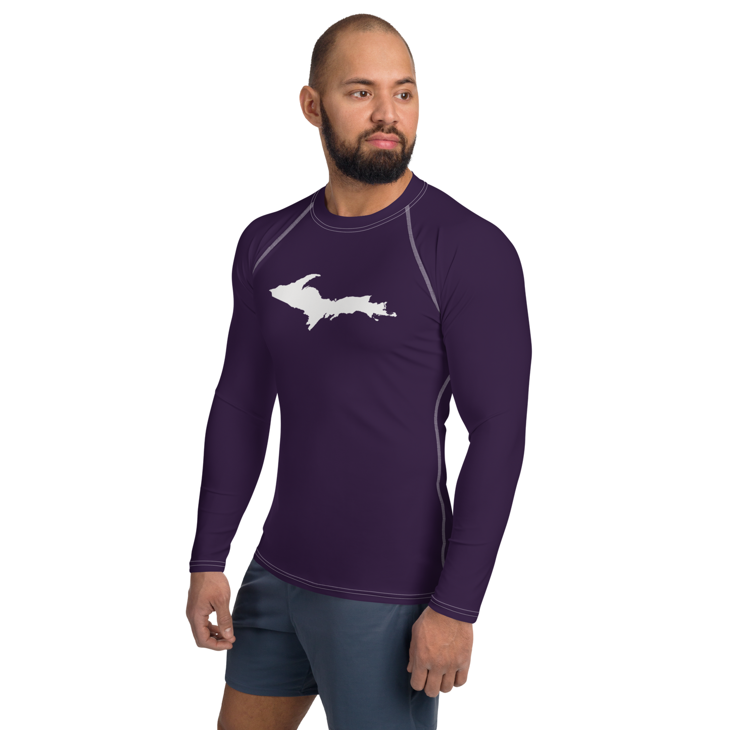 Michigan Upper Peninsula Rash Guard (w/ UP Outline) | Men's - Blackcurrant