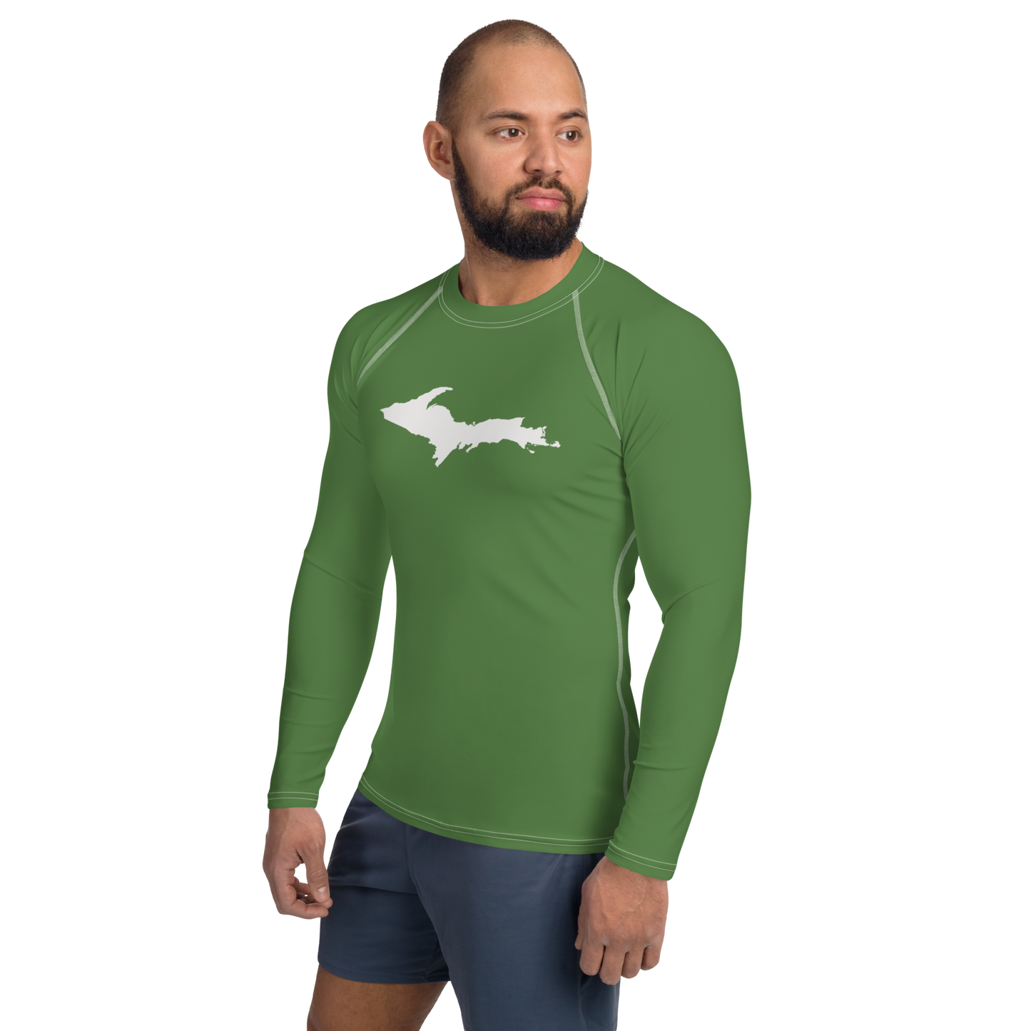 Michigan Upper Peninsula Rash Guard (w/ UP Outline) | Men's - Pine Green