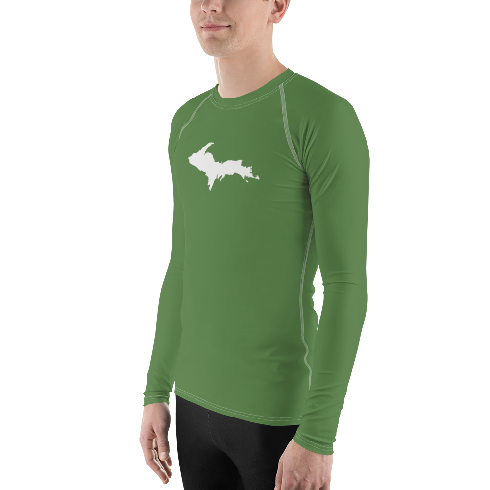 Michigan Upper Peninsula Rash Guard (w/ UP Outline) | Men's - Pine Green