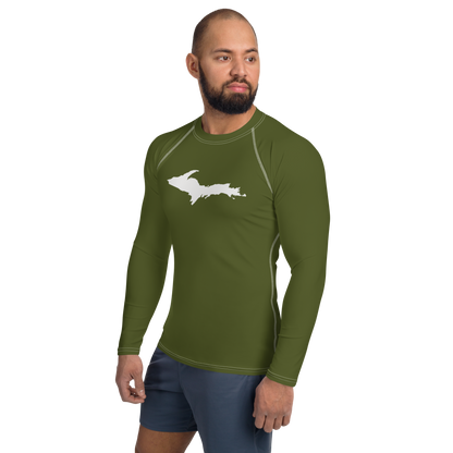 Michigan Upper Peninsula Rash Guard (w/ UP Outline) | Men's - Army Green