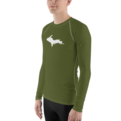 Michigan Upper Peninsula Rash Guard (w/ UP Outline) | Men's - Army Green