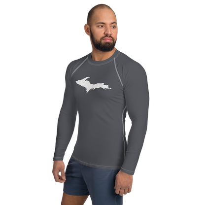 Michigan Upper Peninsula Rash Guard (w/ UP Outline) | Men's - Iron Ore Grey