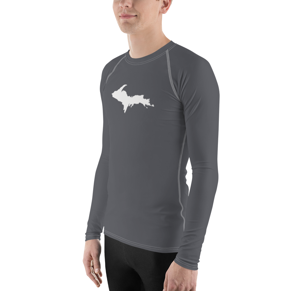 Michigan Upper Peninsula Rash Guard (w/ UP Outline) | Men's - Iron Ore Grey