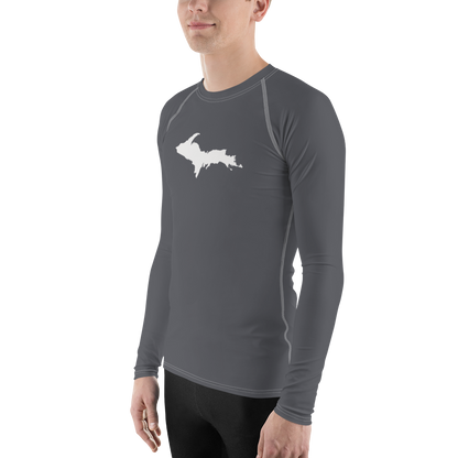 Michigan Upper Peninsula Rash Guard (w/ UP Outline) | Men's - Iron Ore Grey