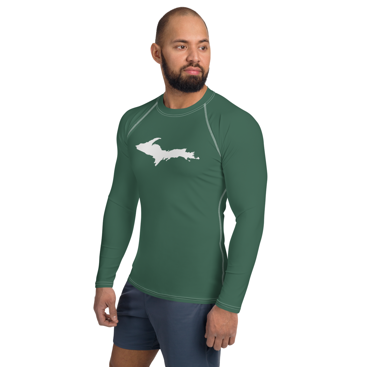 Michigan Upper Peninsula Rash Guard (w/ UP Outline) | Men's - Ginger Ale Green