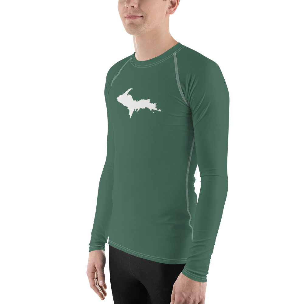 Michigan Upper Peninsula Rash Guard (w/ UP Outline) | Men's - Ginger Ale Green