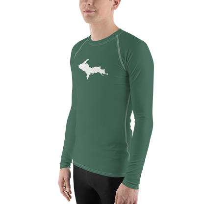 Michigan Upper Peninsula Rash Guard (w/ UP Outline) | Men's - Ginger Ale Green