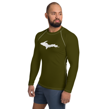 Michigan Upper Peninsula Rash Guard (w/ UP Outline) | Men's - Military Green