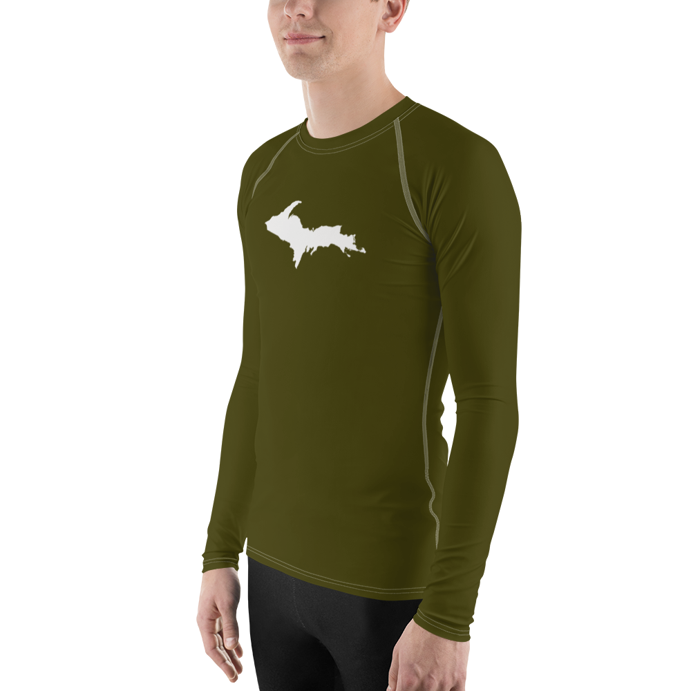 Michigan Upper Peninsula Rash Guard (w/ UP Outline) | Men's - Military Green