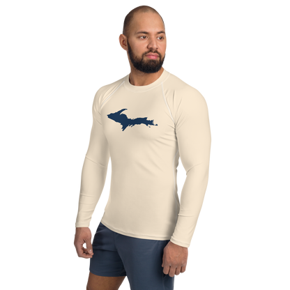 Michigan Upper Peninsula Rash Guard (w/ UP Outline) | Men's - Champagne White