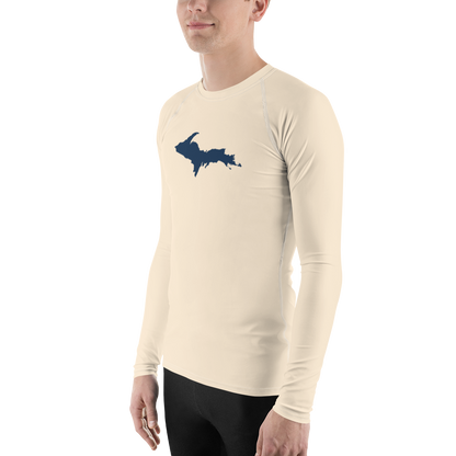 Michigan Upper Peninsula Rash Guard (w/ UP Outline) | Men's - Champagne White