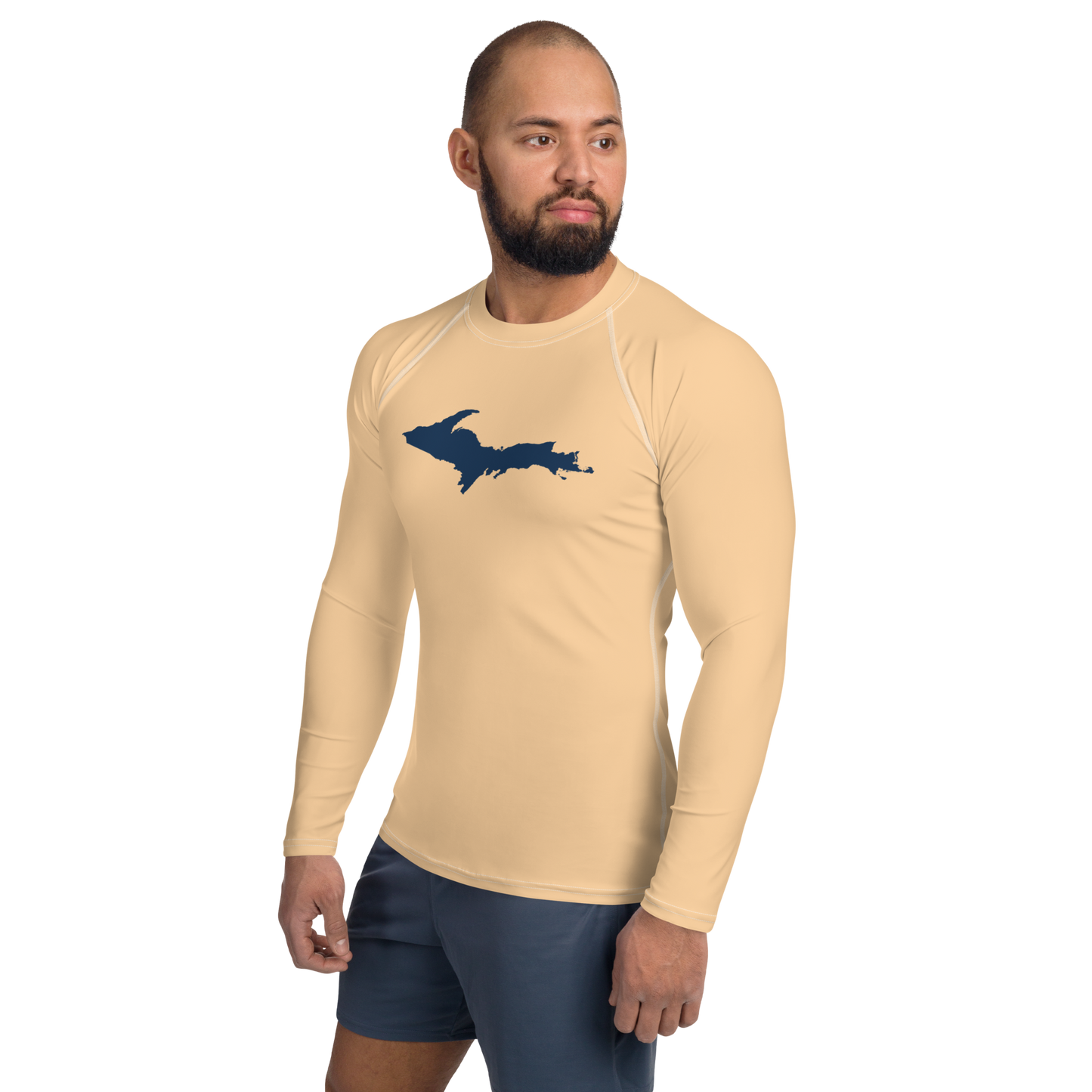 Michigan Upper Peninsula Rash Guard (w/ UP Outline) | Men's - Pale Apricot