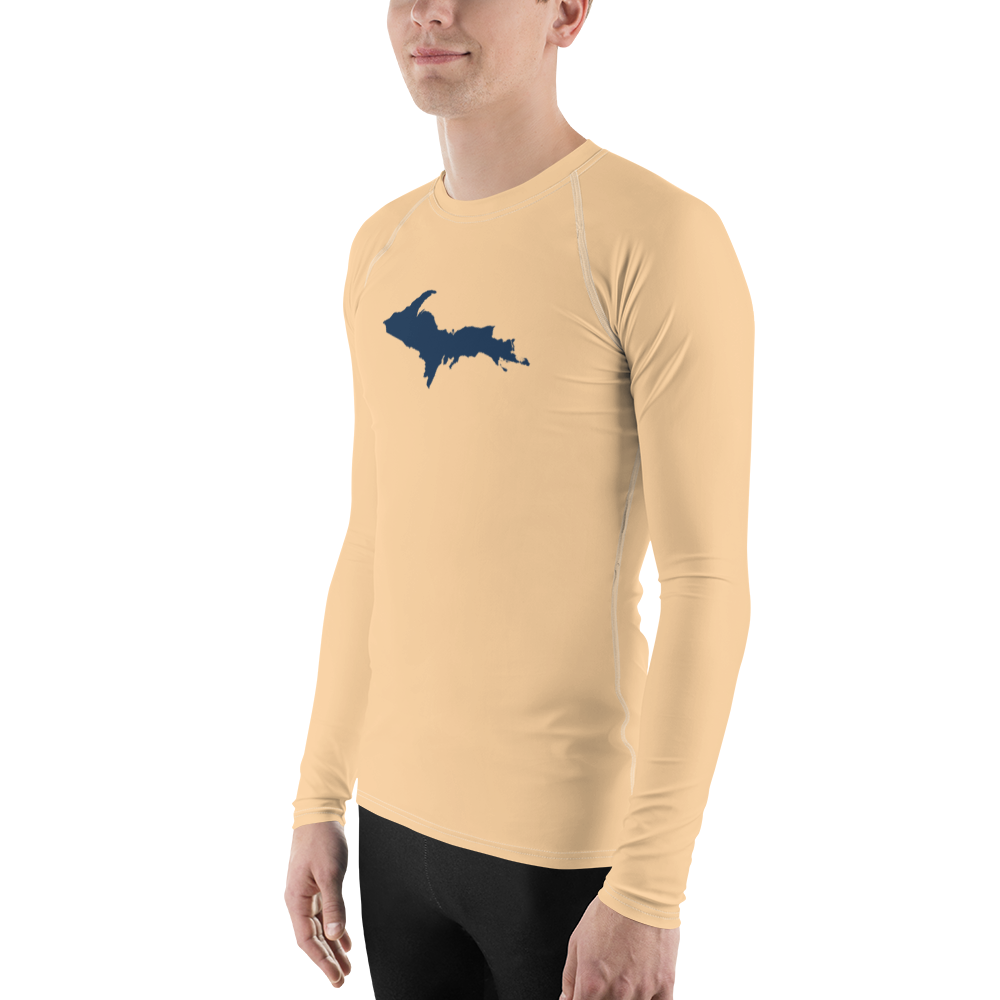 Michigan Upper Peninsula Rash Guard (w/ UP Outline) | Men's - Pale Apricot