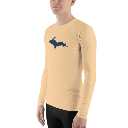 Michigan Upper Peninsula Rash Guard (w/ UP Outline) | Men's - Pale Apricot