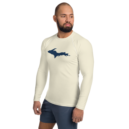 Michigan Upper Peninsula Rash Guard (w/ UP Outline) | Men's - Ivory