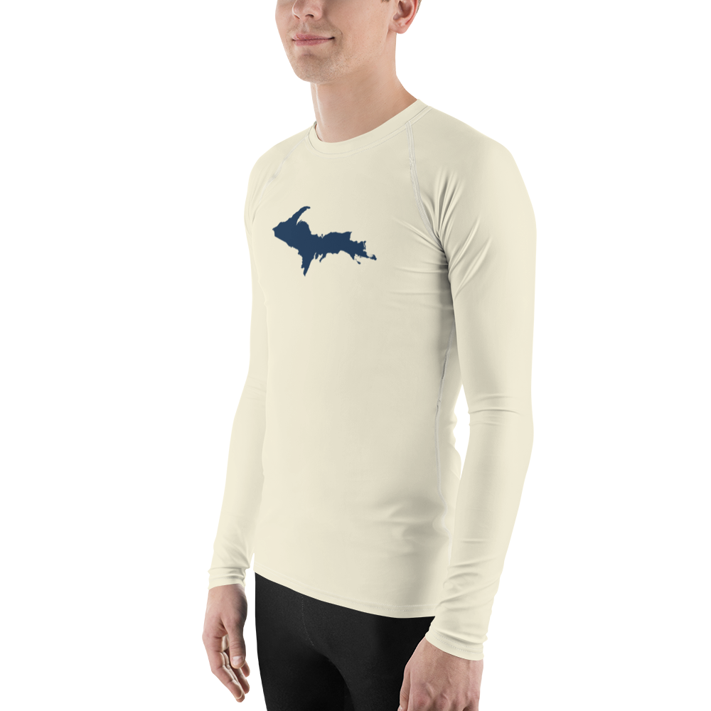 Michigan Upper Peninsula Rash Guard (w/ UP Outline) | Men's - Ivory