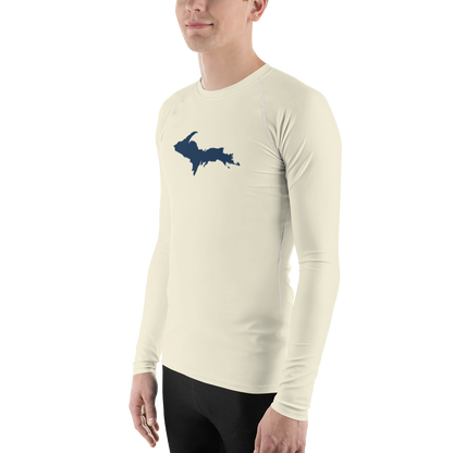 Michigan Upper Peninsula Rash Guard (w/ UP Outline) | Men's - Ivory