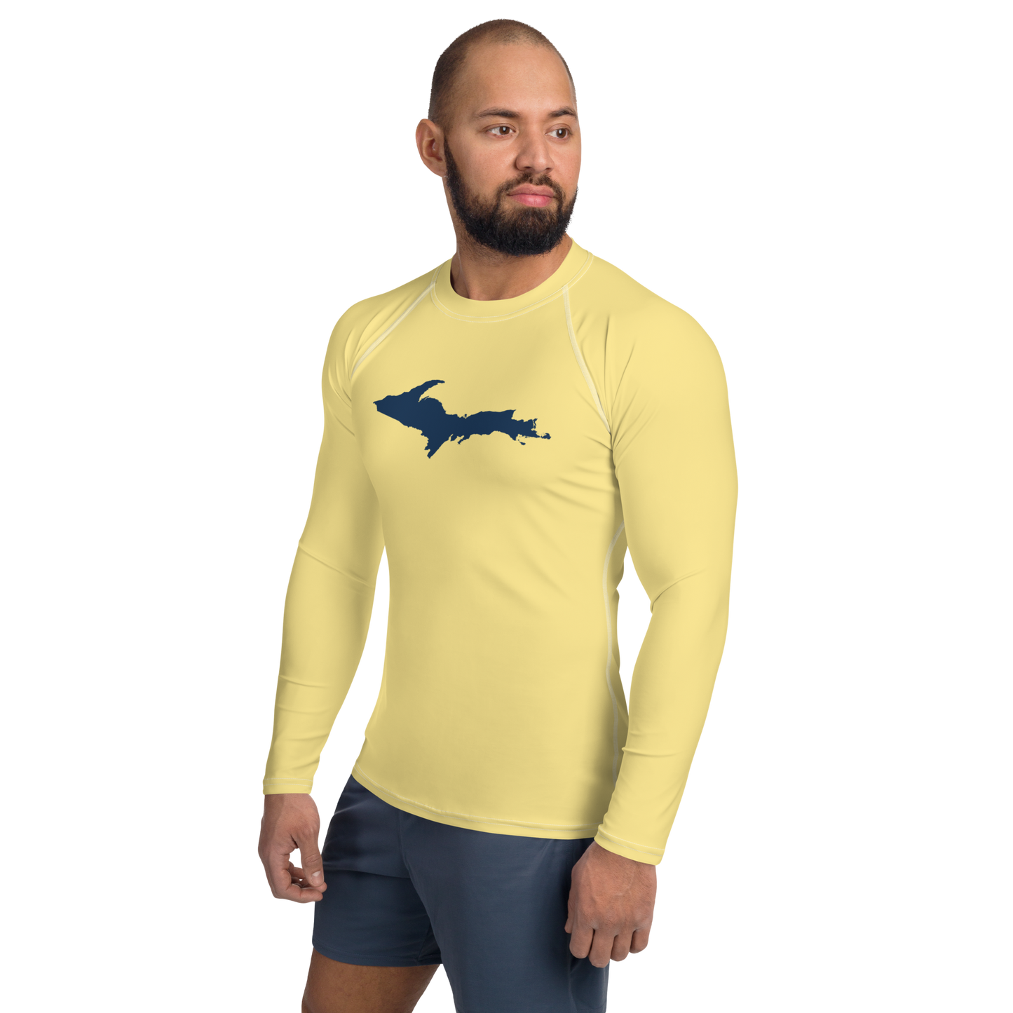 Michigan Upper Peninsula Rash Guard (w/ UP Outline) | Men's - Canary Yellow