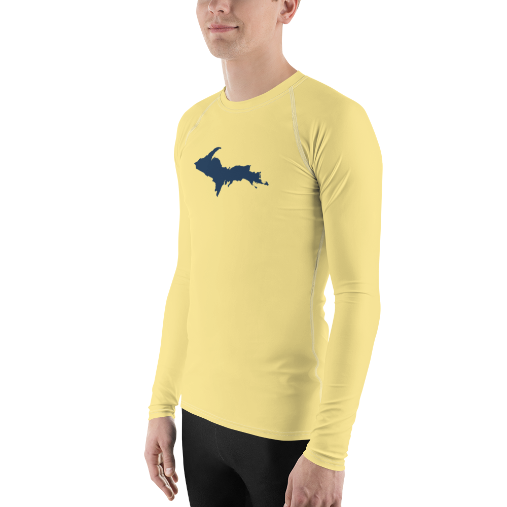 Michigan Upper Peninsula Rash Guard (w/ UP Outline) | Men's - Canary Yellow