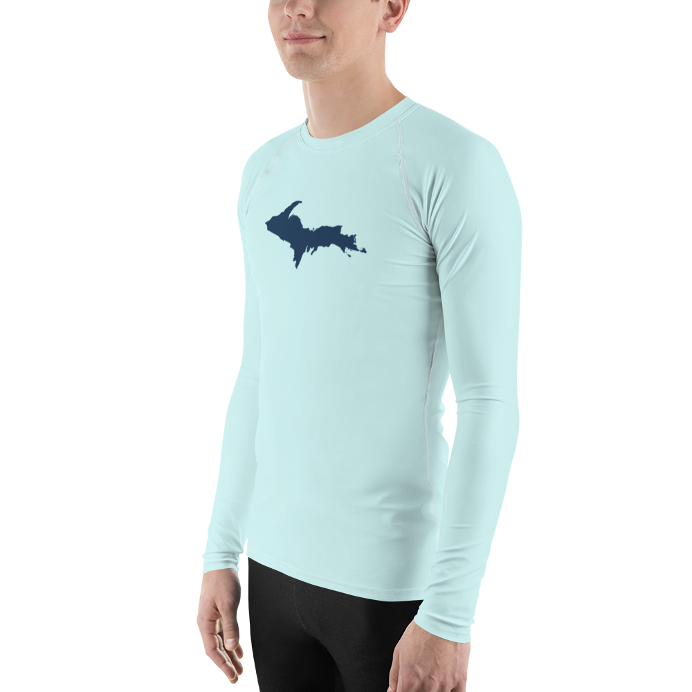 Michigan Upper Peninsula Rash Guard (w/ UP Outline) | Men's - Cyan