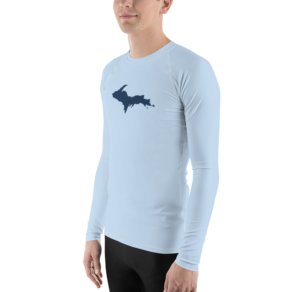 Michigan Upper Peninsula Rash Guard (w/ UP Outline) | Men's - Light Blue