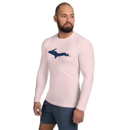 Michigan Upper Peninsula Rash Guard (w/ UP Outline) | Men's - Pale Pink