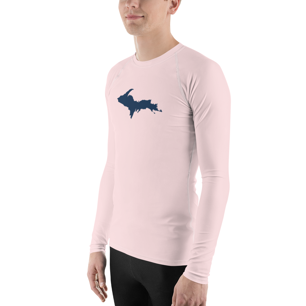 Michigan Upper Peninsula Rash Guard (w/ UP Outline) | Men's - Pale Pink