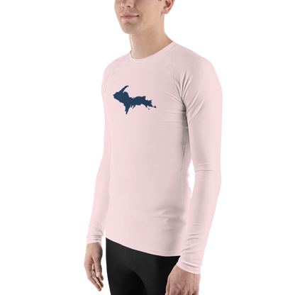 Michigan Upper Peninsula Rash Guard (w/ UP Outline) | Men's - Pale Pink