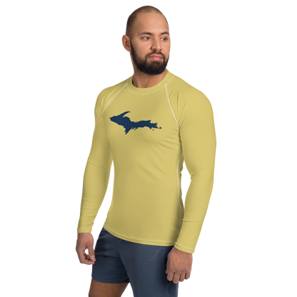 Michigan Upper Peninsula Rash Guard (w/ UP Outline) | Men's - Plum Yellow