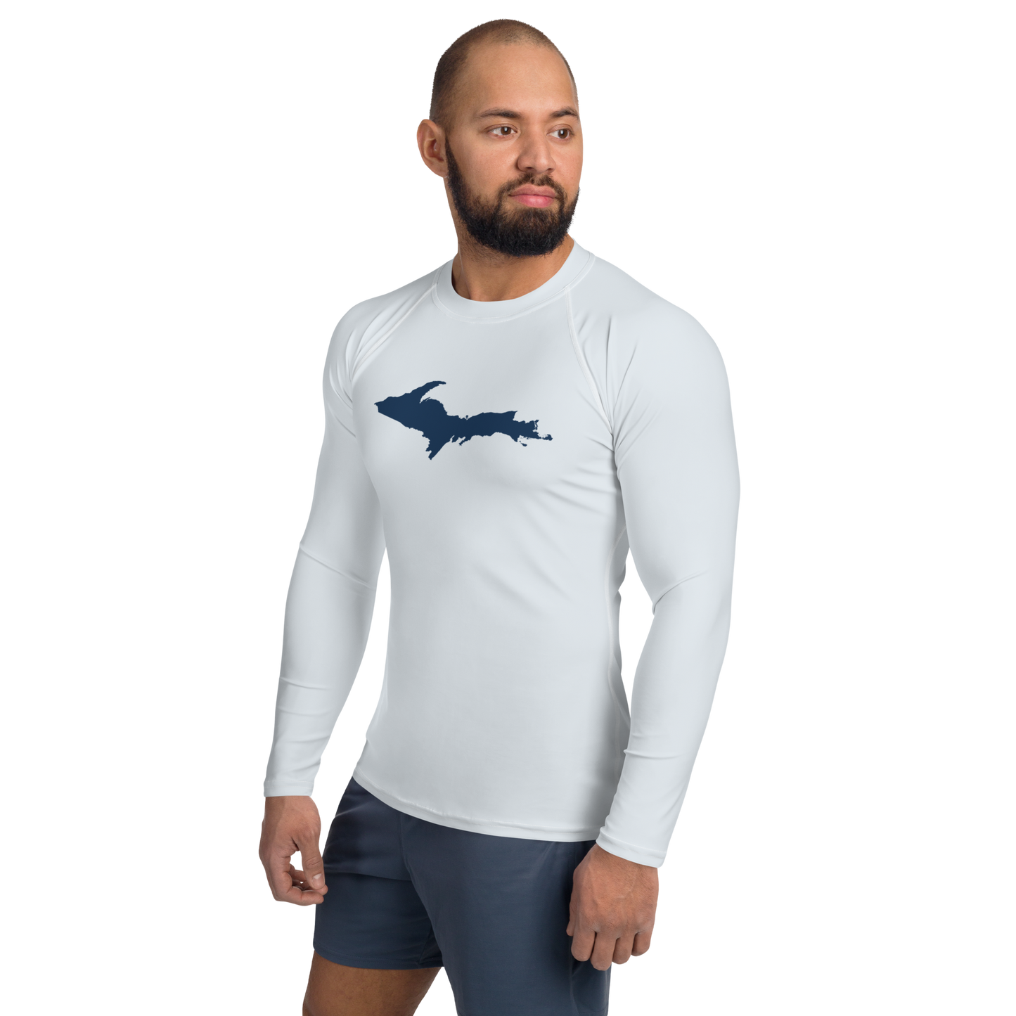 Michigan Upper Peninsula Rash Guard (w/ UP Outline) | Men's - Gossy White