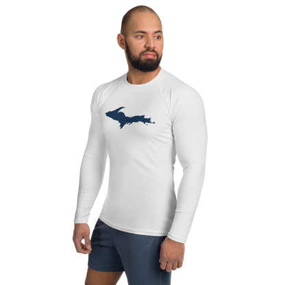 Michigan Upper Peninsula Rash Guard (w/ UP Outline) | Men's - Birch Bark White