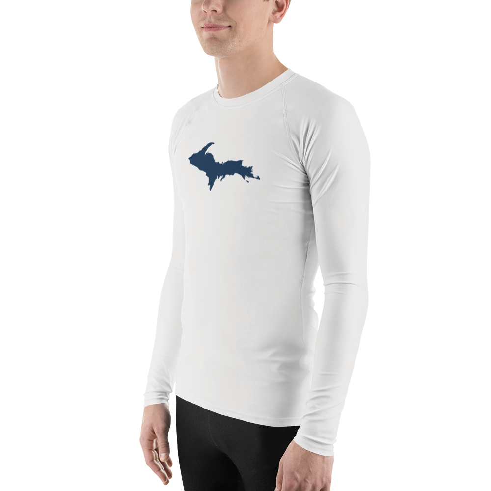 Michigan Upper Peninsula Rash Guard (w/ UP Outline) | Men's - Birch Bark White