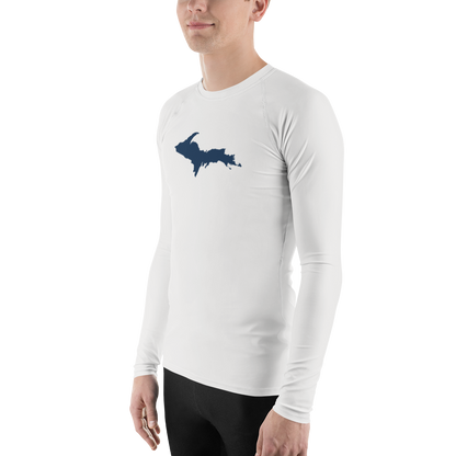 Michigan Upper Peninsula Rash Guard (w/ UP Outline) | Men's - Birch Bark White