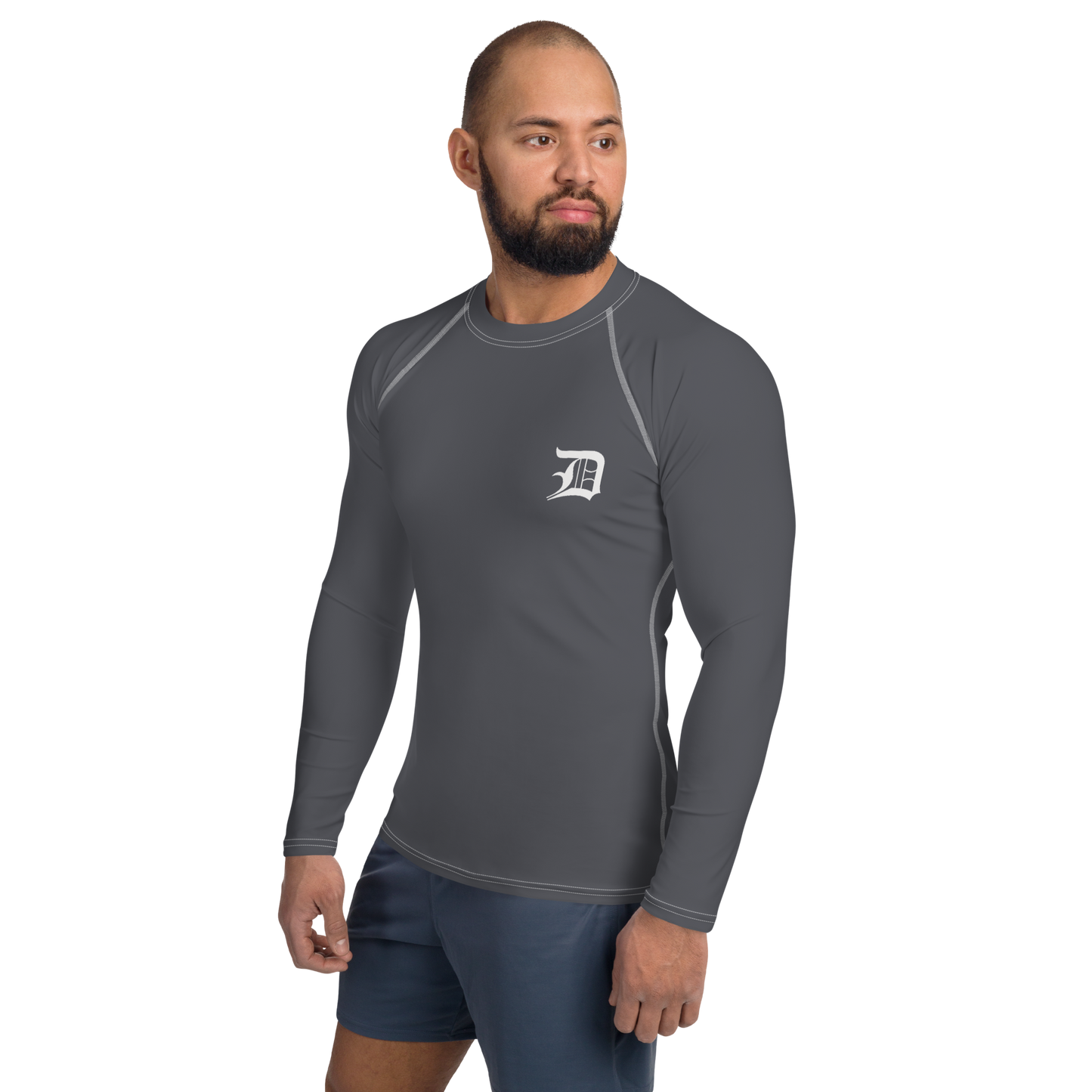 Detroit 'Old English D' Rash Guard | Men's - Iron Ore Grey