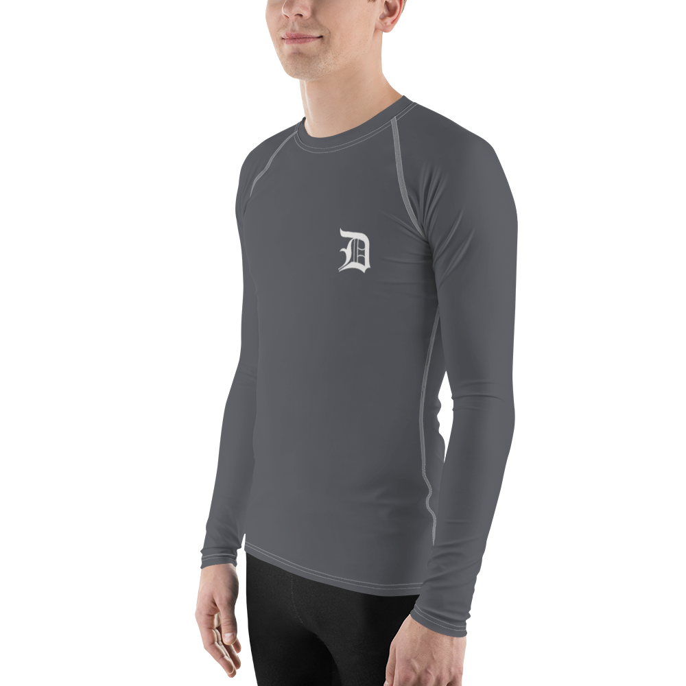 Detroit 'Old English D' Rash Guard | Men's - Iron Ore Grey