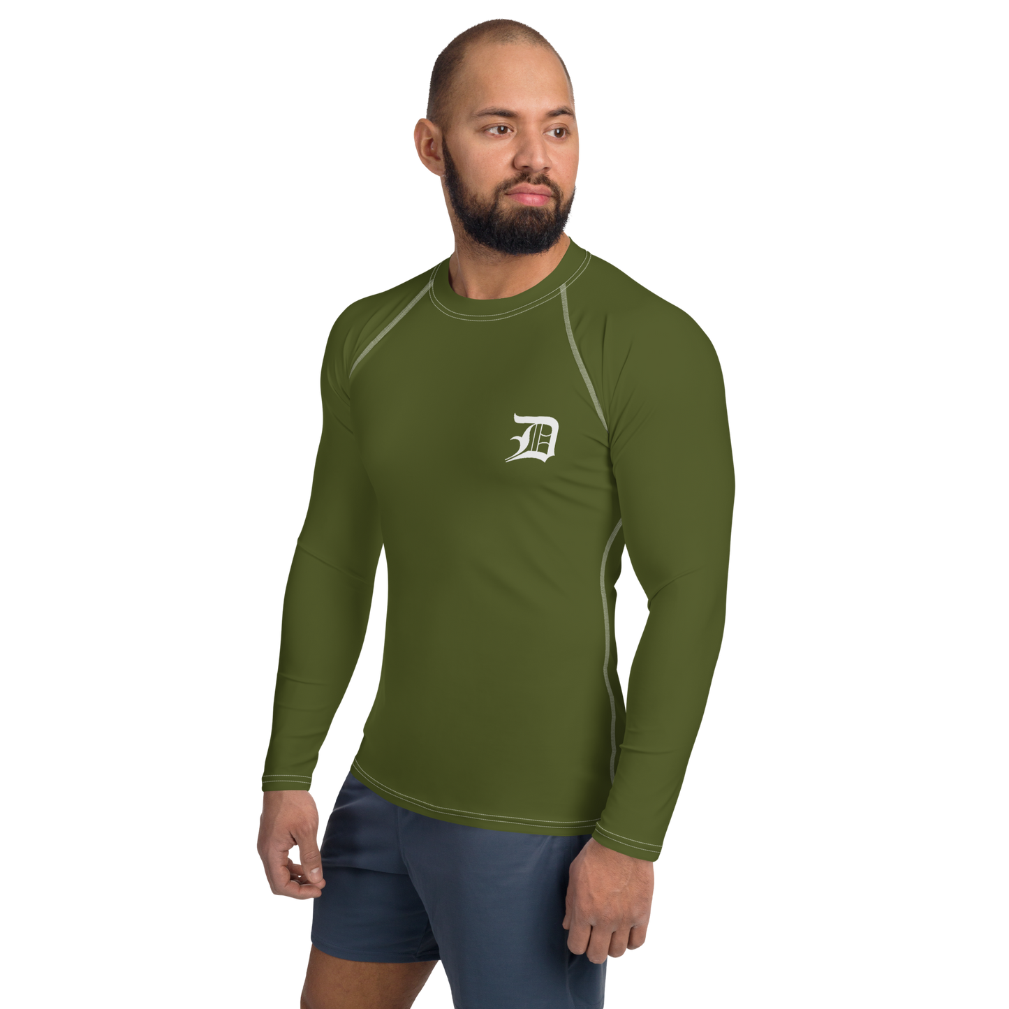 Detroit 'Old English D' Rash Guard | Men's - Army Green