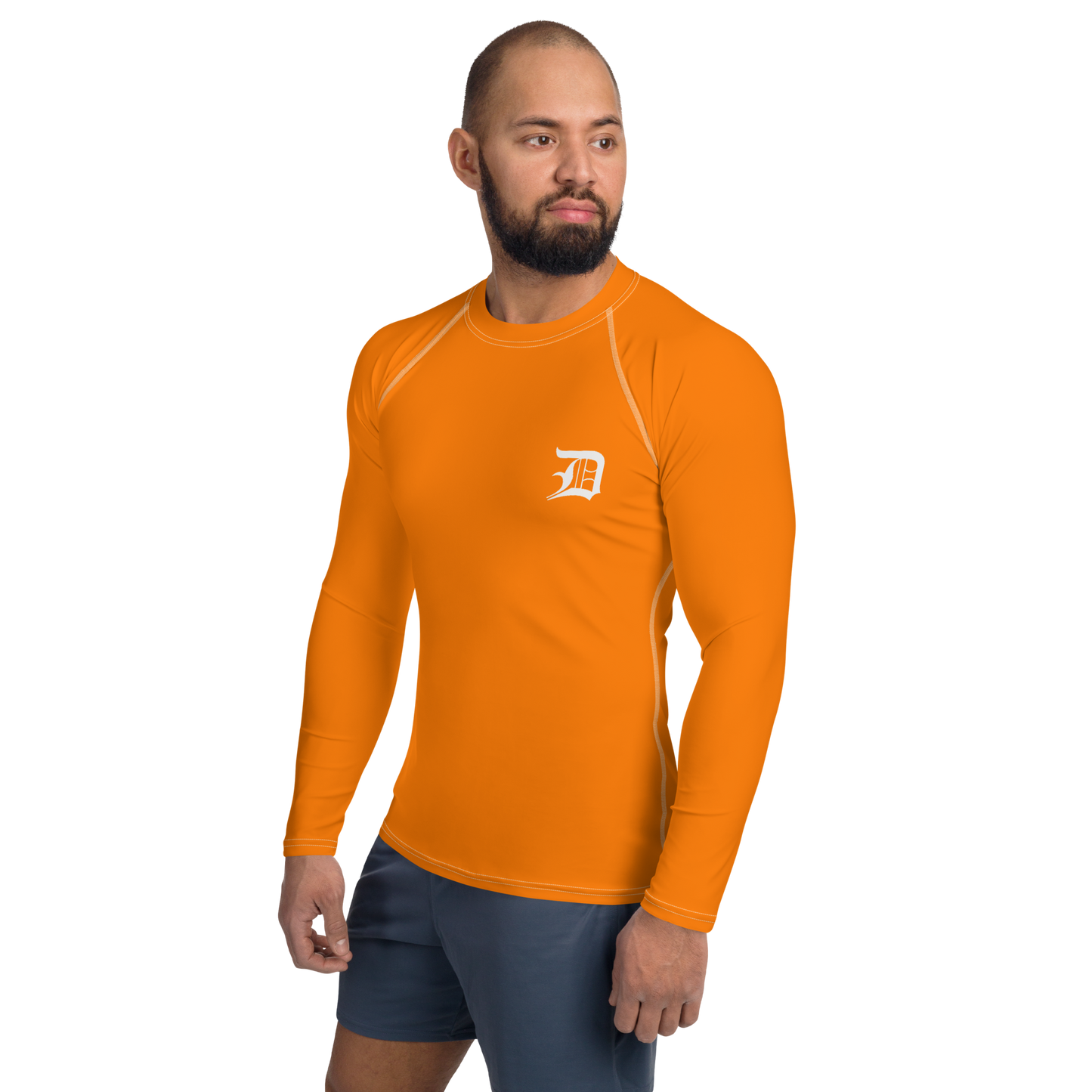 Detroit 'Old English D' Rash Guard | Men's - Safety Orange