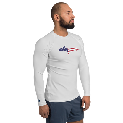 Michigan Upper Peninsula Rash Guard (w/ UP USA Flag) | Men's - Birch Bark White