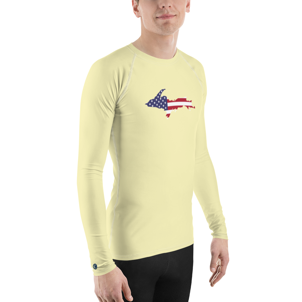 Michigan Upper Peninsula Rash Guard (w/ UP USA Flag) | Men's - Canary Yellow