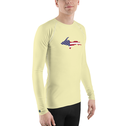 Michigan Upper Peninsula Rash Guard (w/ UP USA Flag) | Men's - Canary Yellow