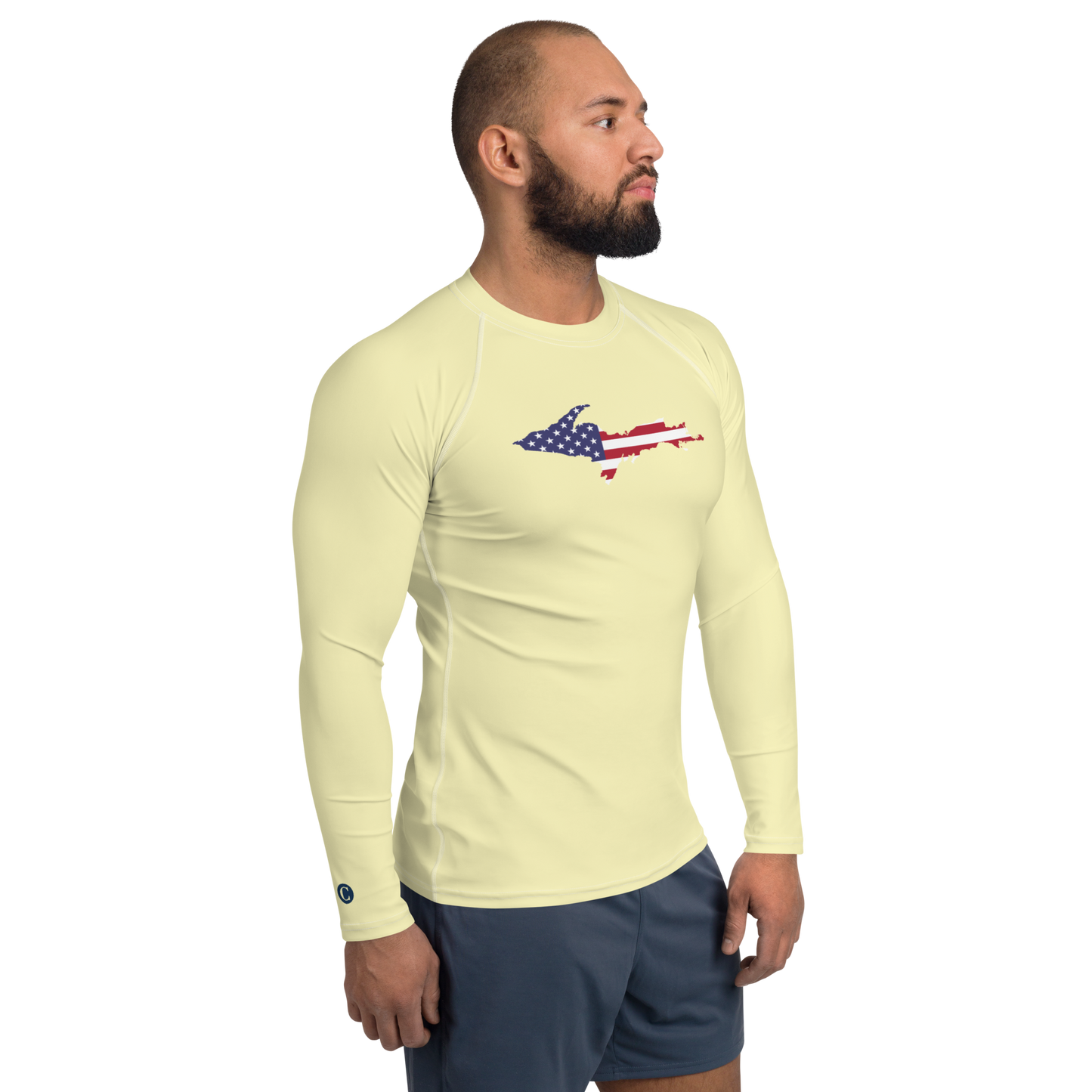 Michigan Upper Peninsula Rash Guard (w/ UP USA Flag) | Men's - Canary Yellow